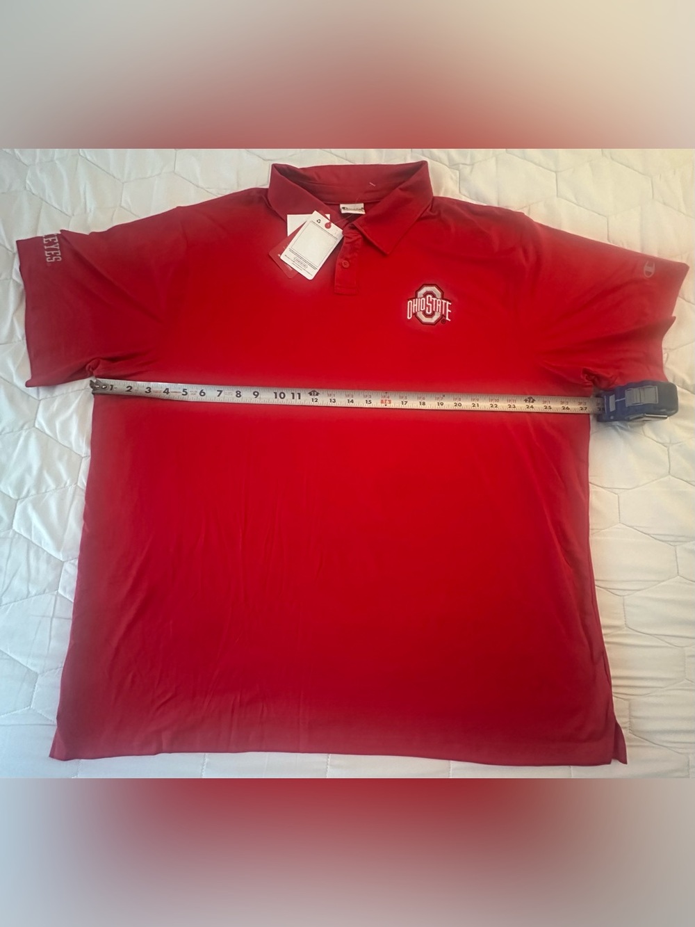 Champion Red Men's Polo with Embroidered Crest